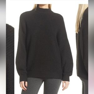 Halogen oversized mock neck sweater in black for Nordstrom